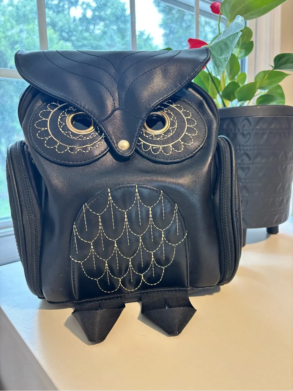 Gothic Owl PU Leather Mini Backpack – Kawaii Crossbody Bag Women